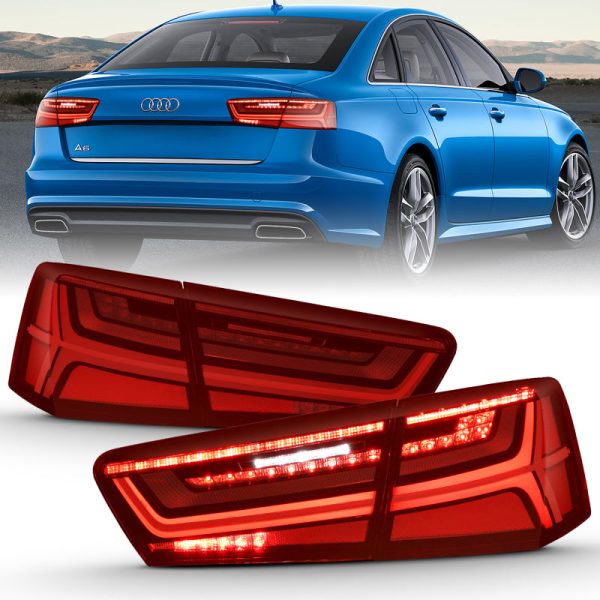 ANZO 2012-2018 Audi A6 LED Taillight Black Housing Red Clear Lens 4 pcs (Sequential Signal) Cheap